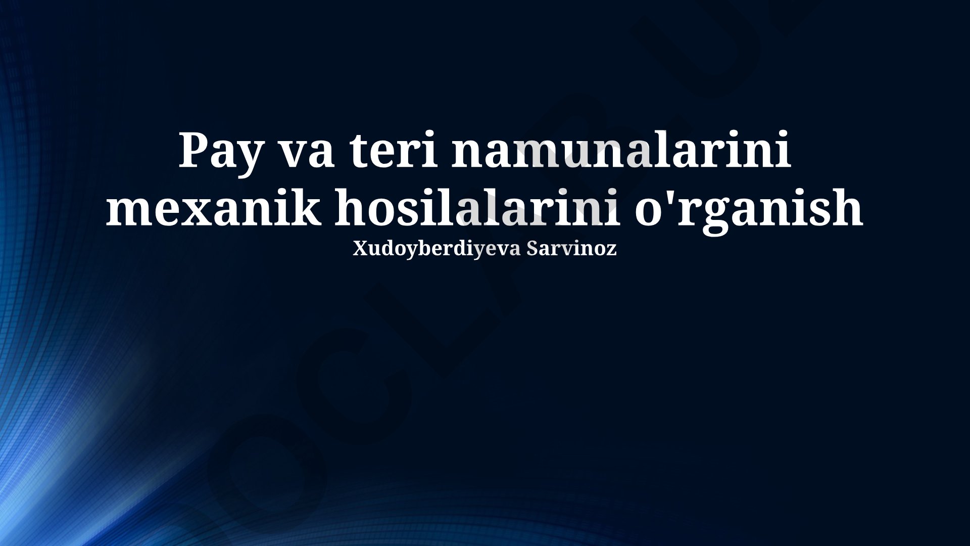 Paxta tolasi namunalarining mexanik xossalarini o'rganish