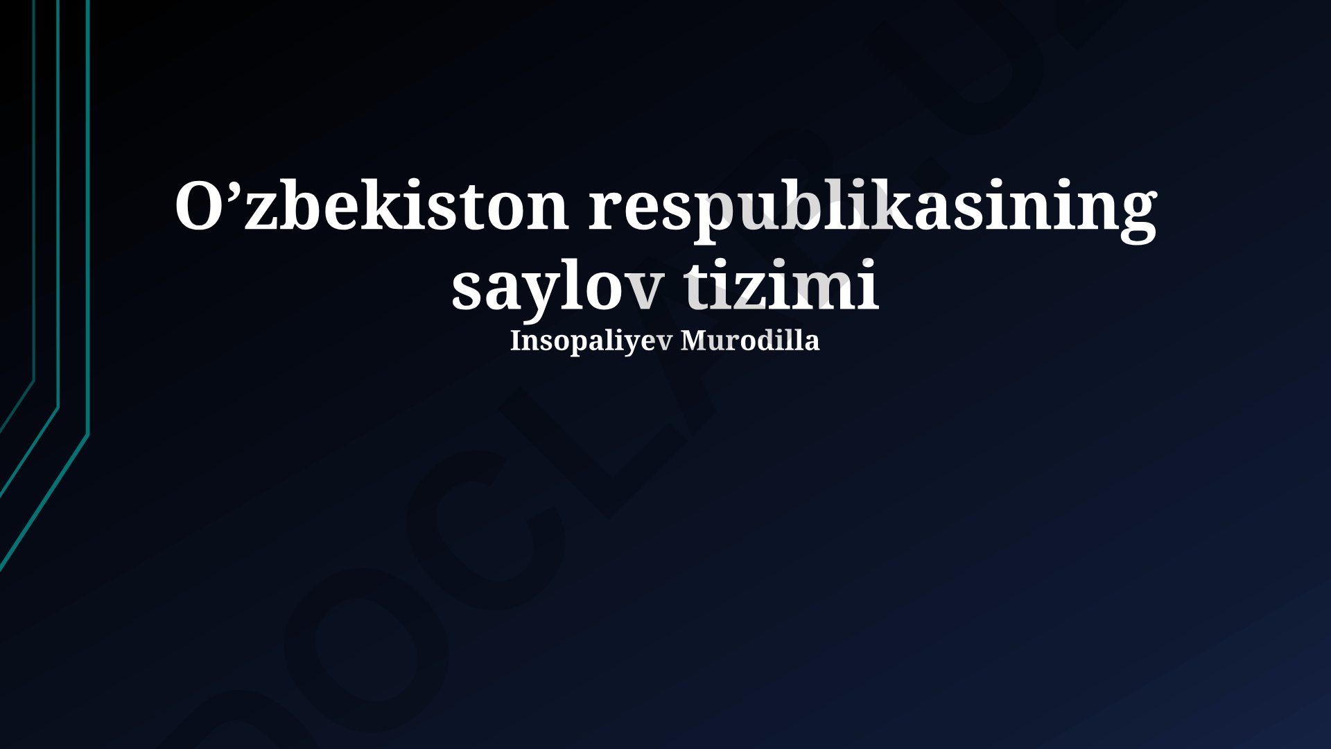 O'zbekiston respublikasining saylov tizimi