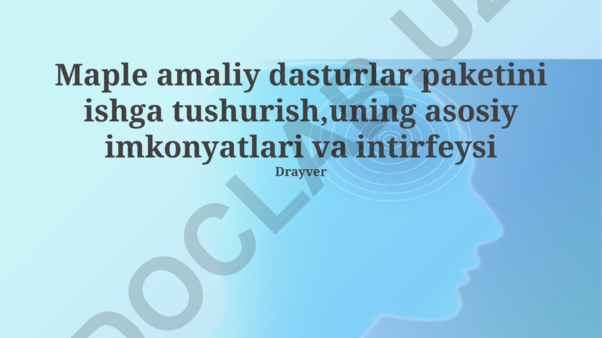 Maple dasturiy paketining asosiy imkoniyatlari va interfeysi