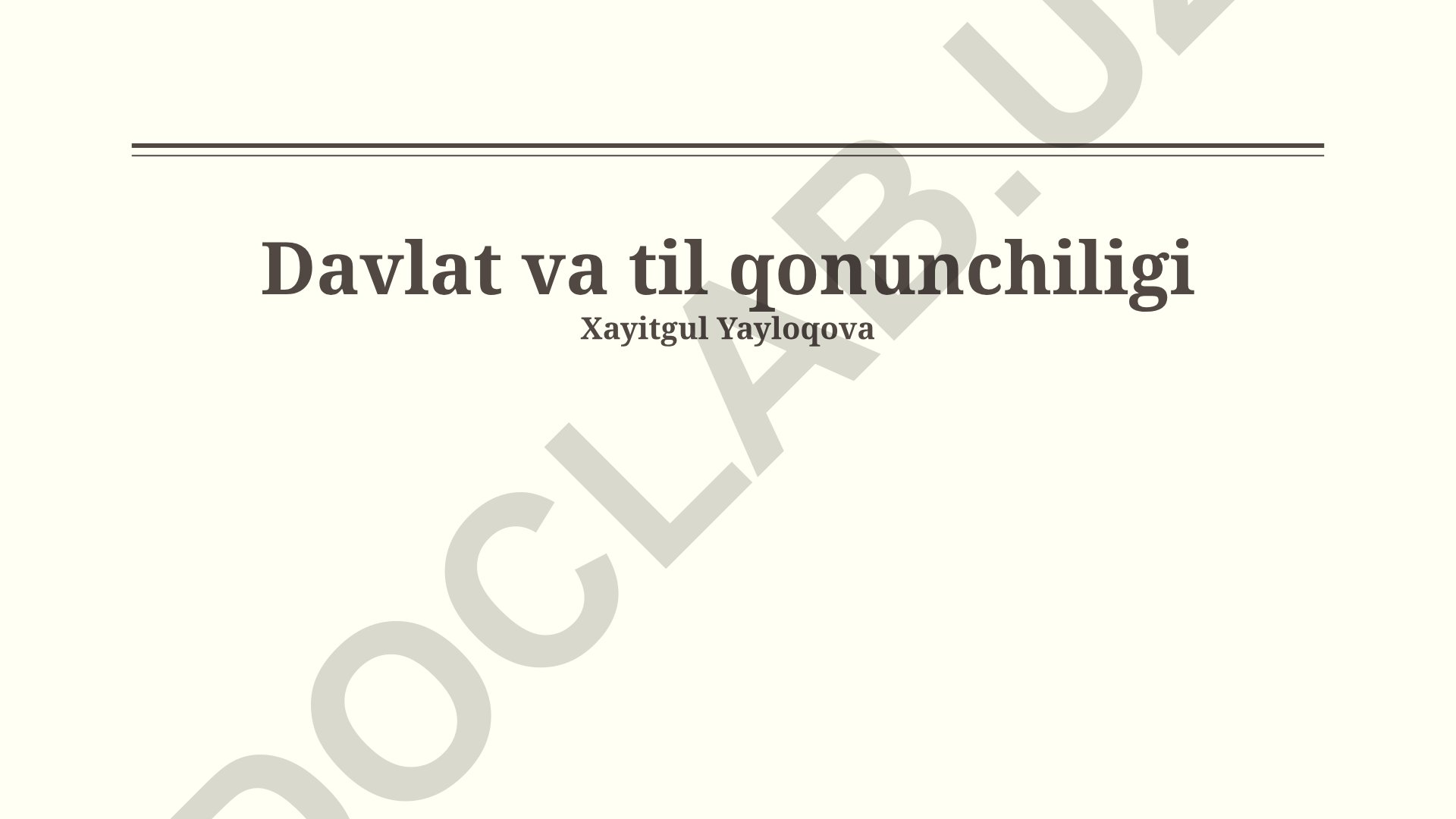 Davlat va til qonunchiligi