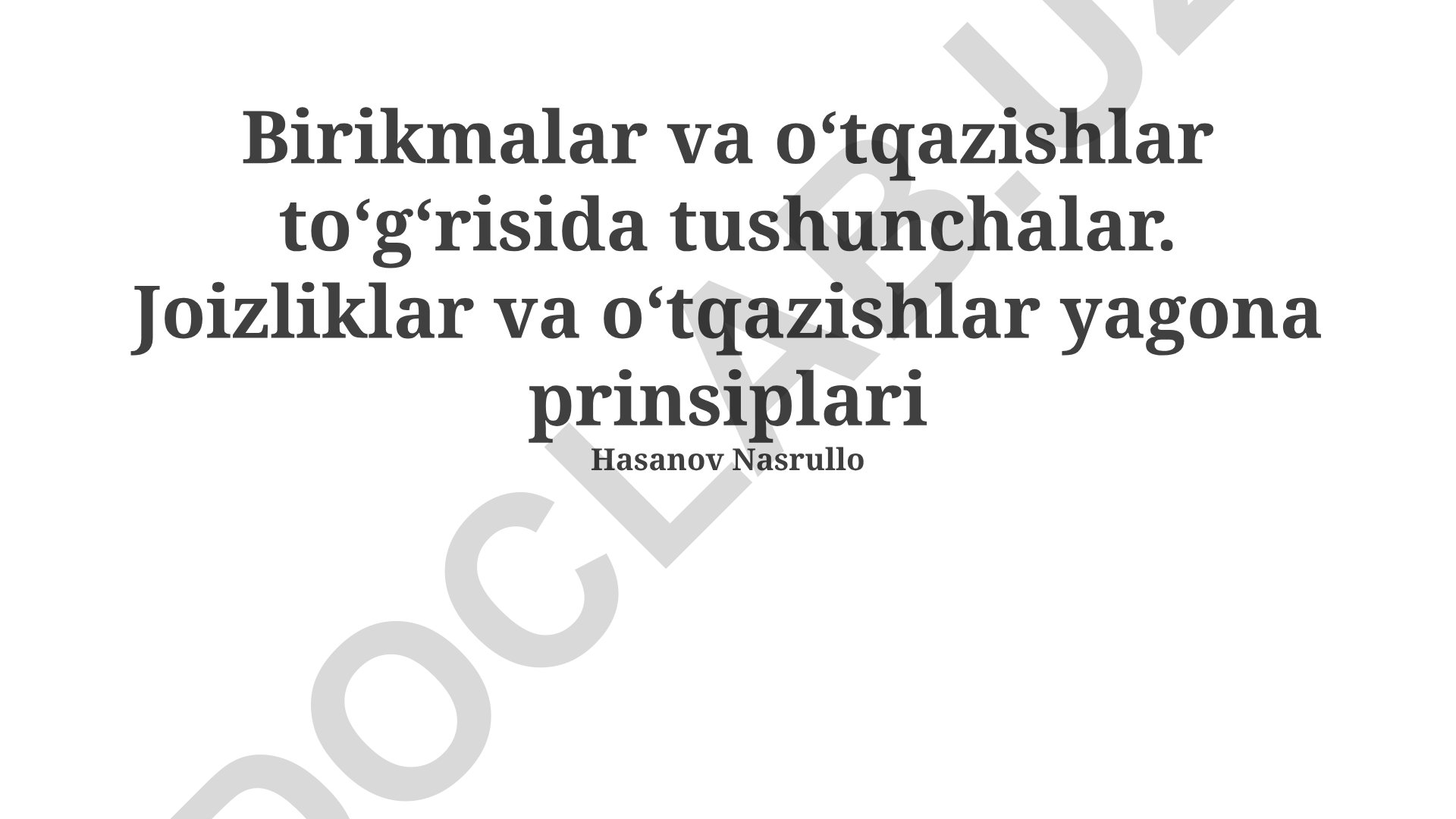 Birikmalar va o'tkazmalar to'g'risida tushunchalar