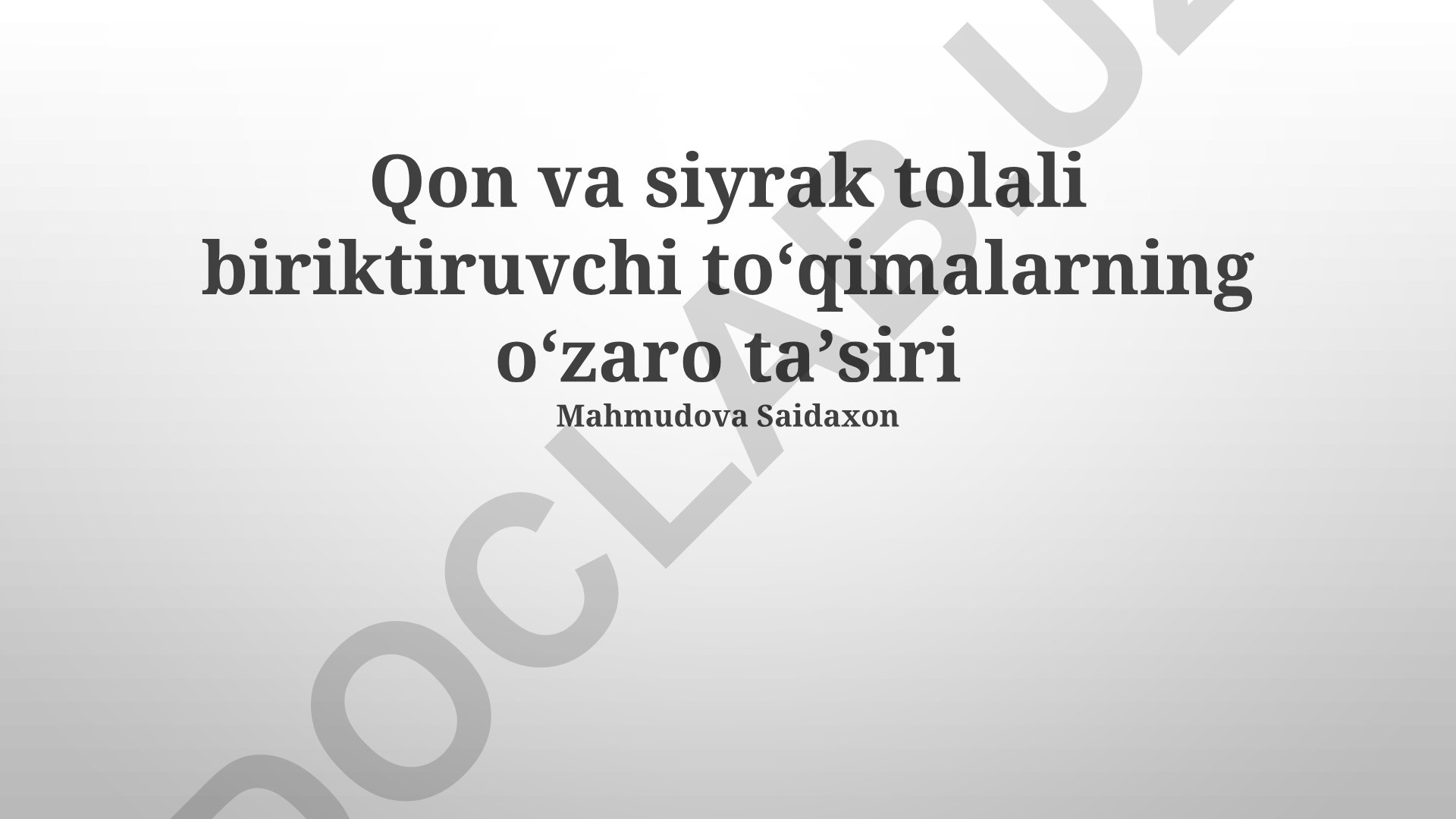 Qon va siyrak tolali biriktiruvchi toʻqimalarning oʻzaro taʼsiri