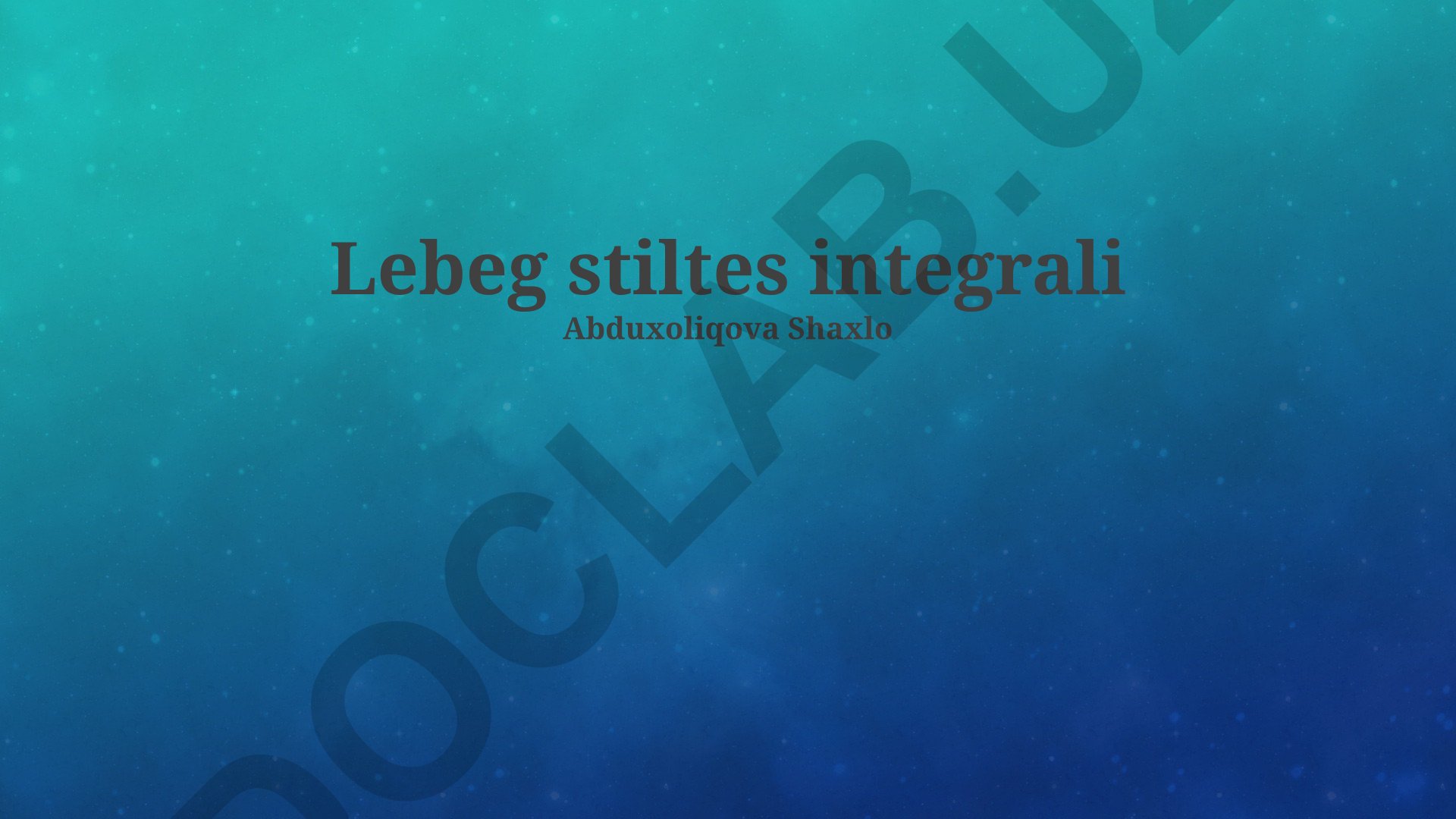 Lebeg-Stiltes integrali va chiziqli operatorlar