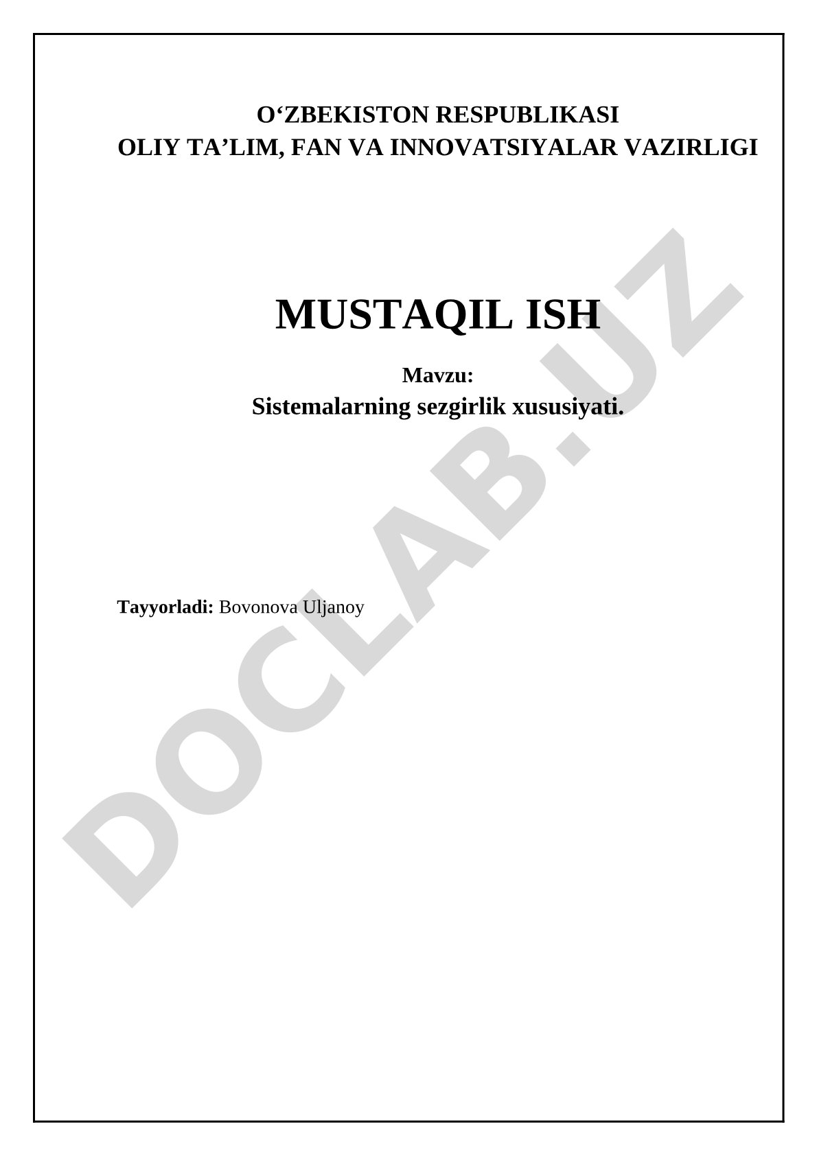 Sistemalarning sezgirlik xususiyati