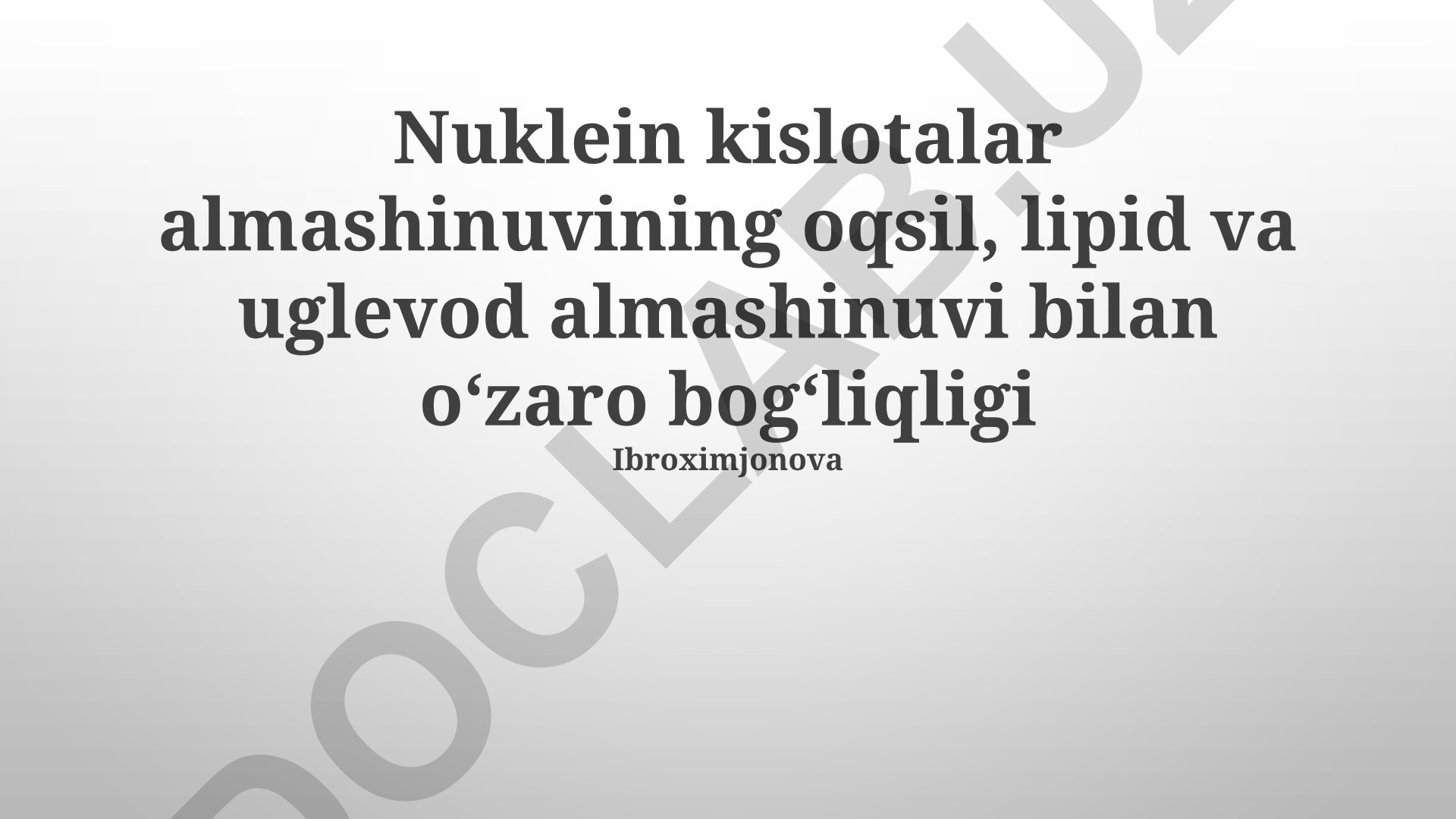 Nuklein kislotalar almashinuvining oqsil, lipid va uglevod almashinuvi bilan o'zaro bog'liqligi