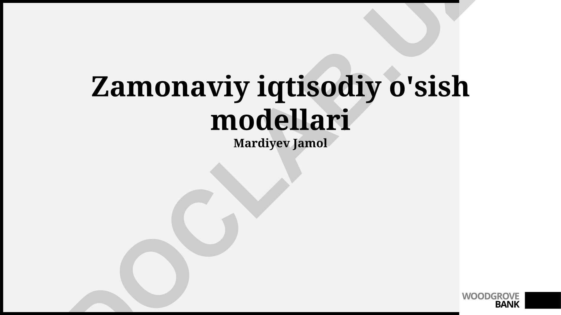 Zamonaviy iqtisodiy o'sish modellari
