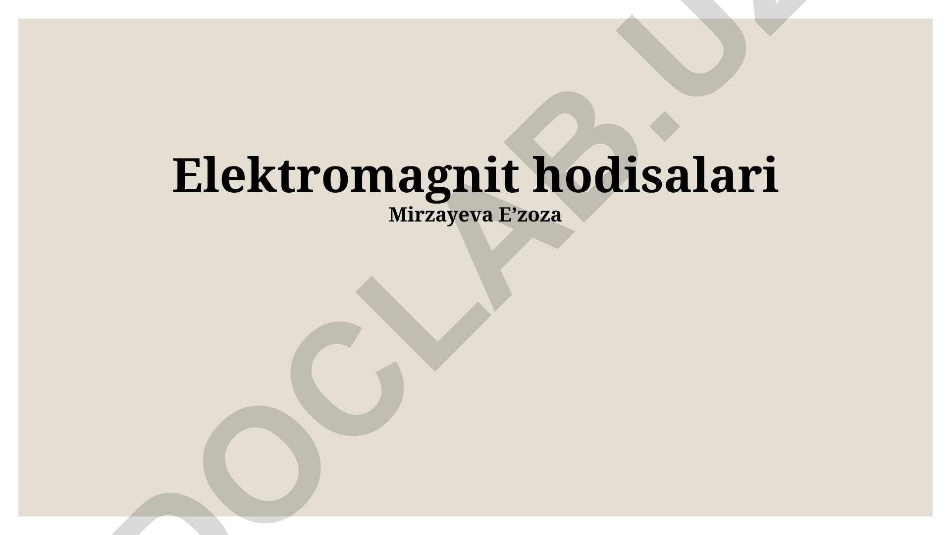 Elektromagnit hodisalari