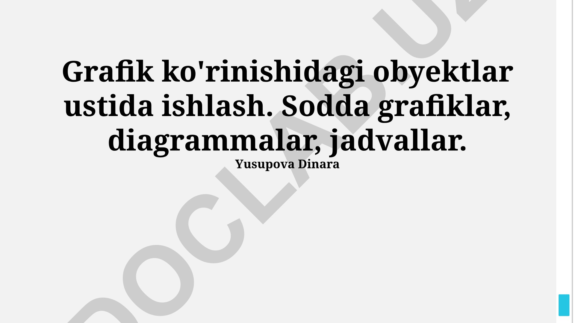 Grafik obyektlar, diagrammalar va jadvallar bilan ishlash