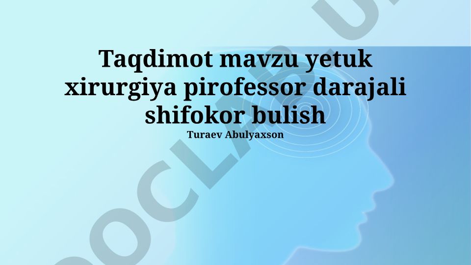Jarrohlik bo'yicha to'liq professor bo'lish yo'li