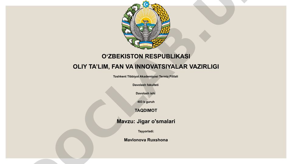 Jigar o'smalari: Tasnifi, sabablari, diagnostika va davolash