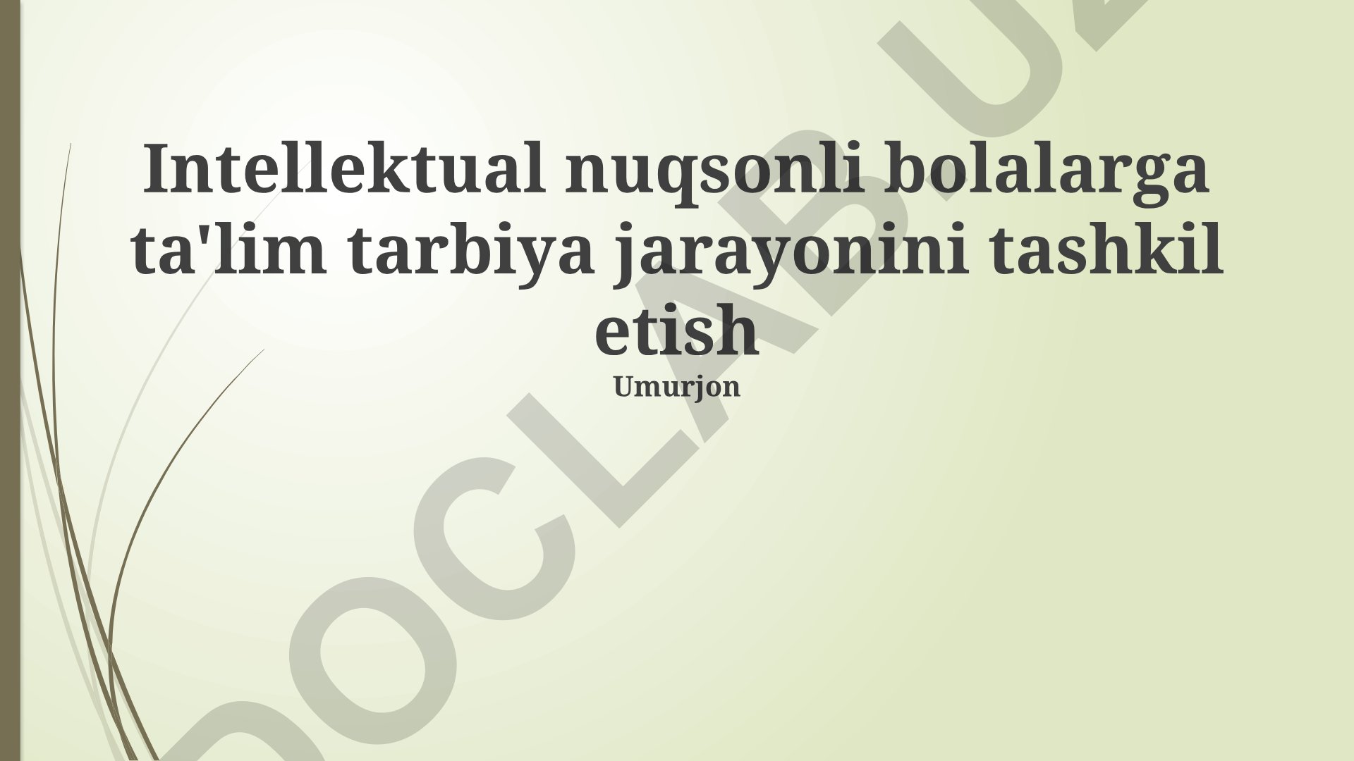 Intellektual nuqsonli bolalarga ta'lim tarbiya jarayonini tashkil etish