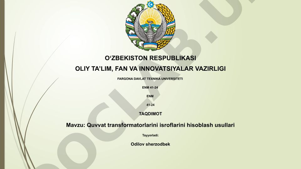 Quvvat transformatorlarini isroflarini hisoblash usullari