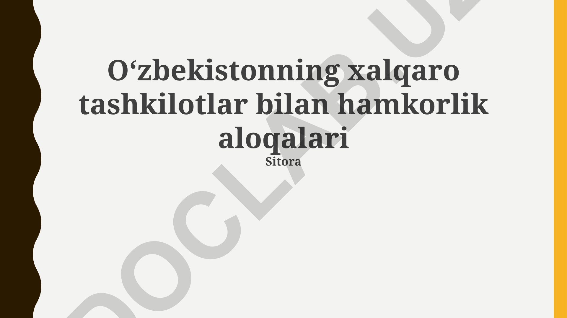 Oʻzbekistonning xalqaro tashkilotlar bilan hamkorlik aloqalari