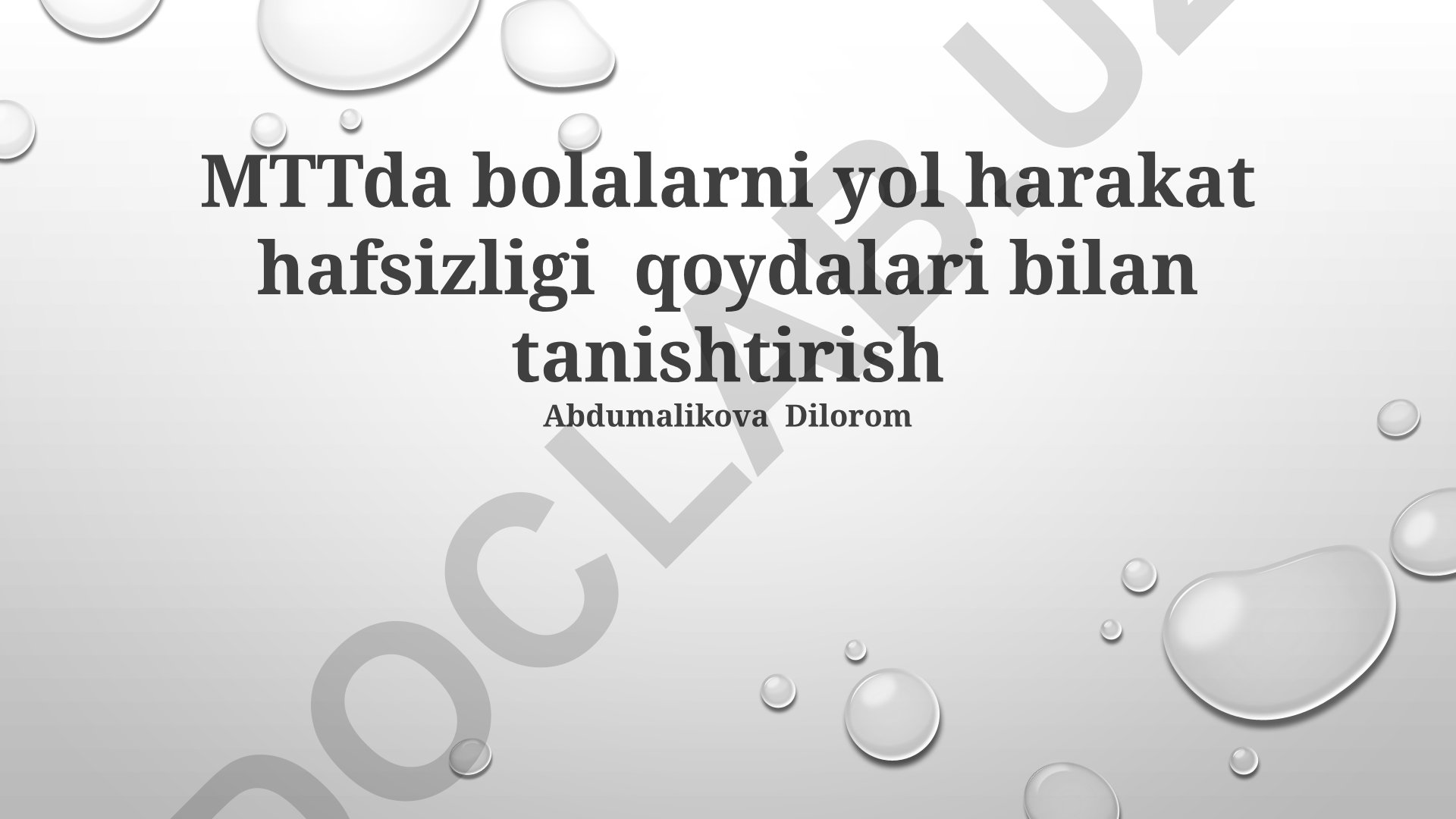 Yosh bolalarga yo'l xavfsizligi qoidalarini o'rgatish