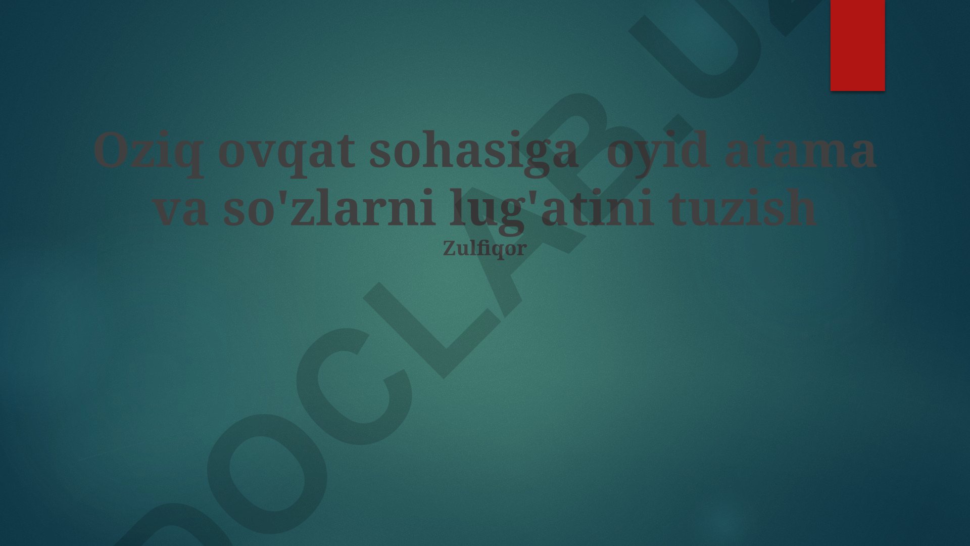 Oziq-ovqat sohasi lug'ati tuzish metodologiyasi va amaliyoti