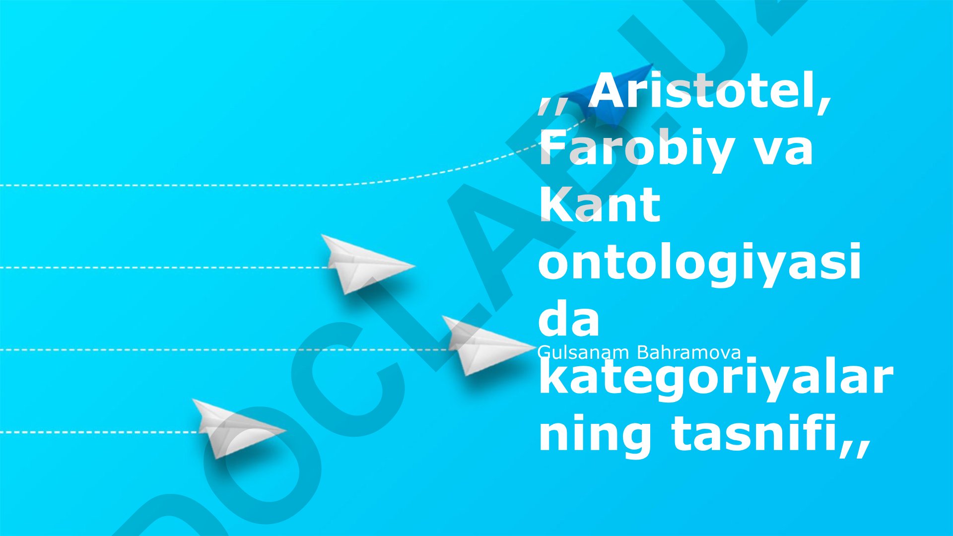 Aristotel, Farobiy va Kant ontologiyasida kategoriyalarning tasnifi