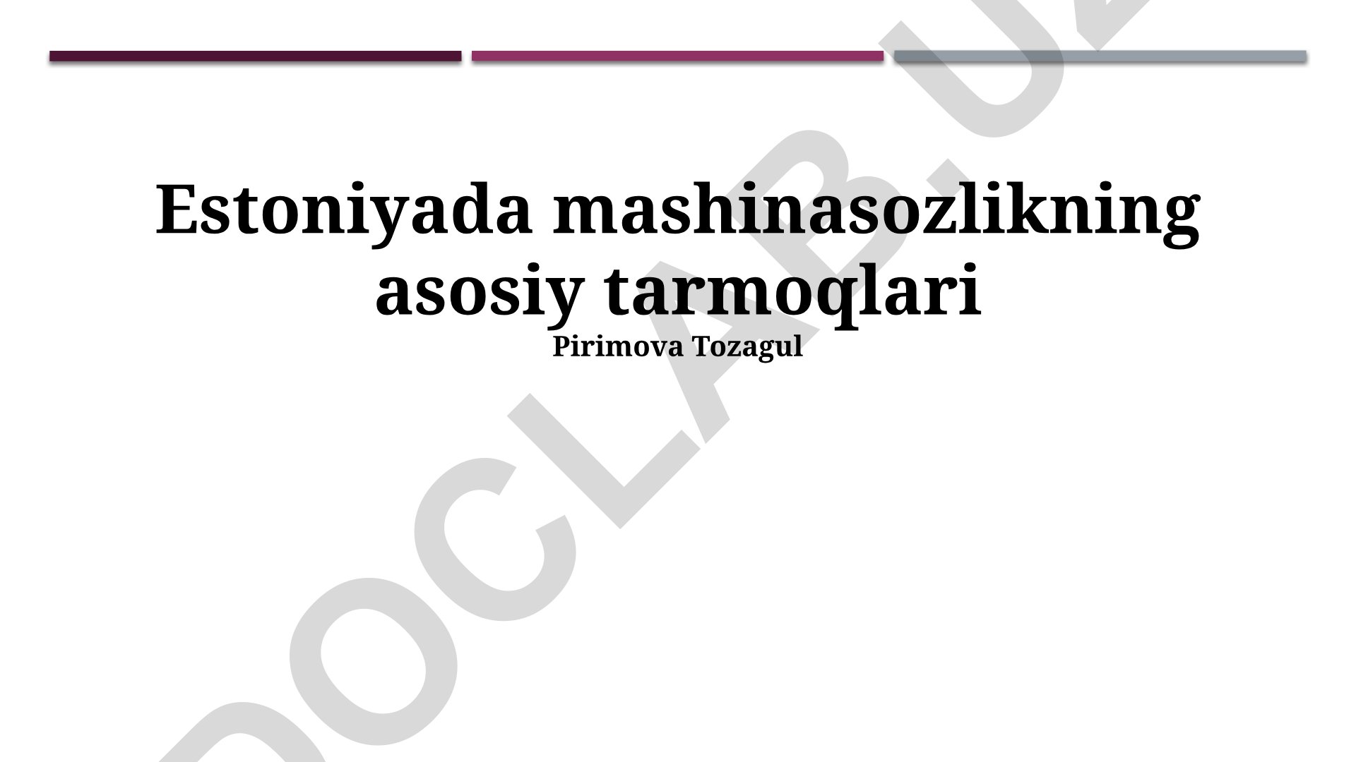 Estoniyada mashinasozlikning asosiy tarmoqlari