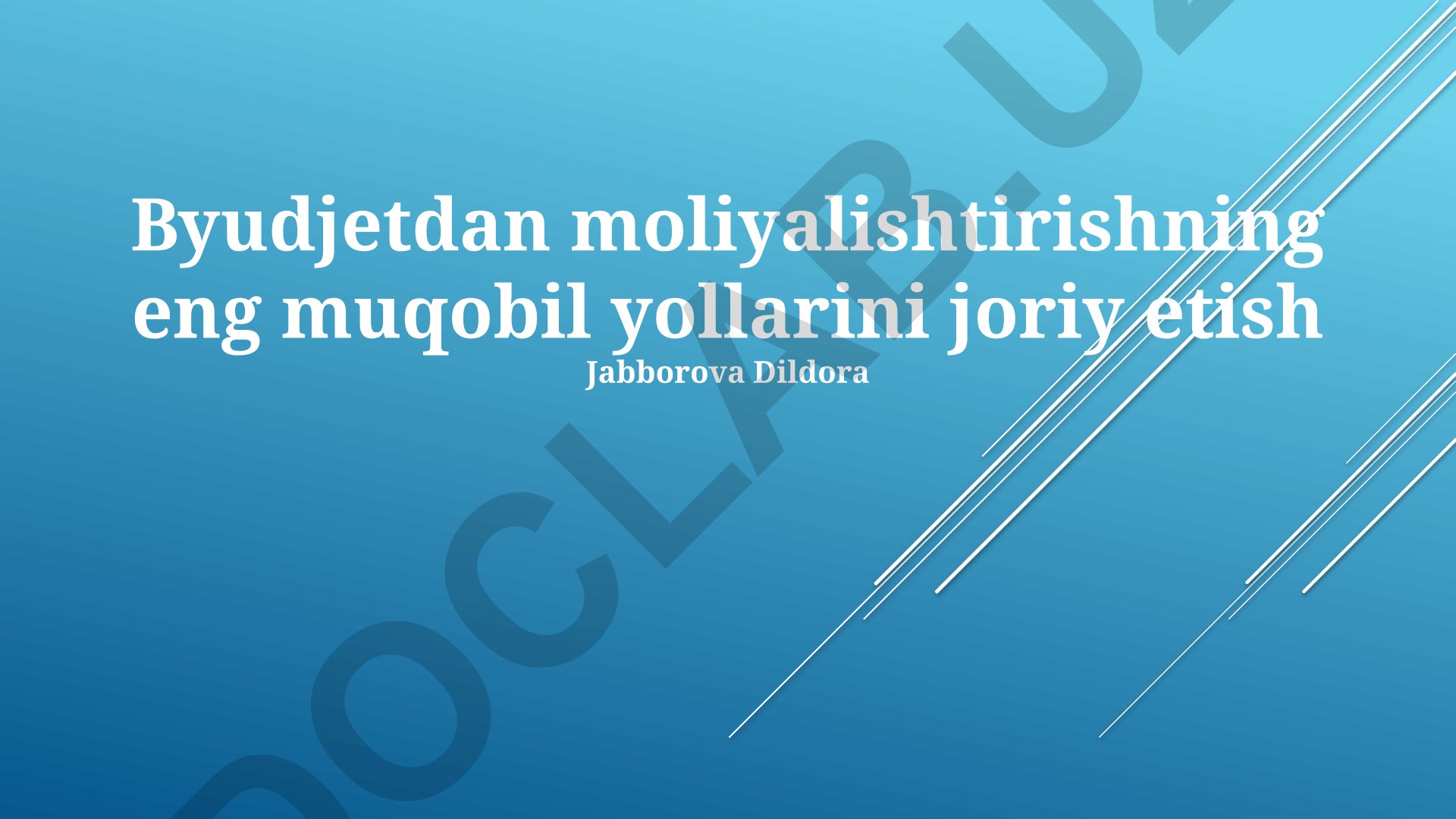 Muqobil byudjetlash usullari va moliyalashtirish manbalari