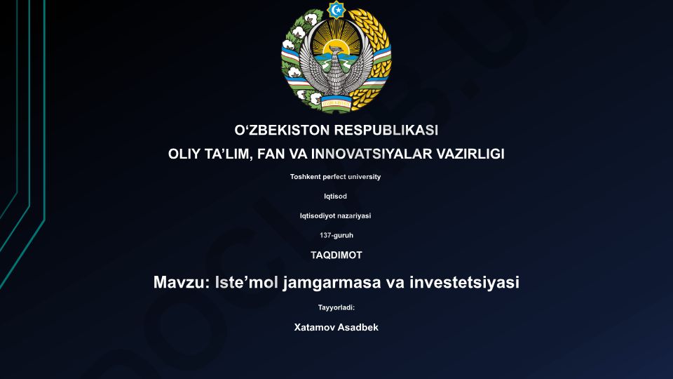 Iste’mol jamgarmasa va investitsiyasi
