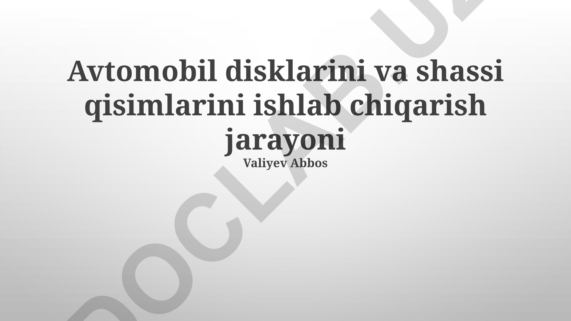 Avtomobil disklarini va shassi qismlarini ishlab chiqarish jarayoni