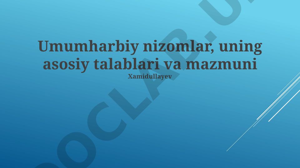 Harbiy nizomlar, asosiy talablar va mazmuni
