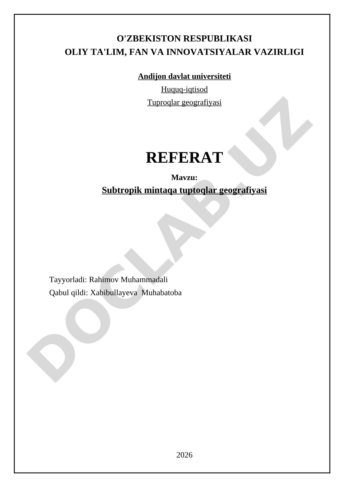 Subtropik mintaqa tuproqlar geografiyasi