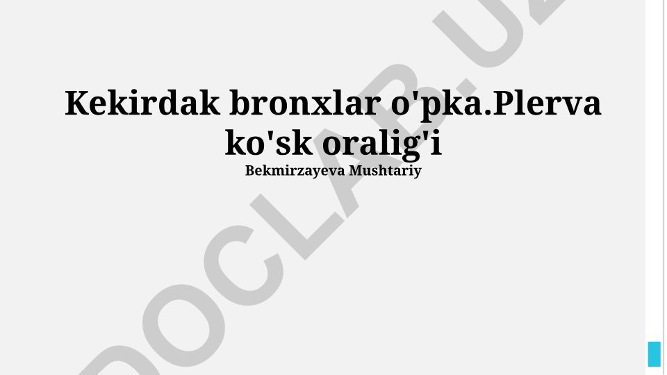 O'pka bronxlari va plevra bo'shlig'i anatomiyasi
