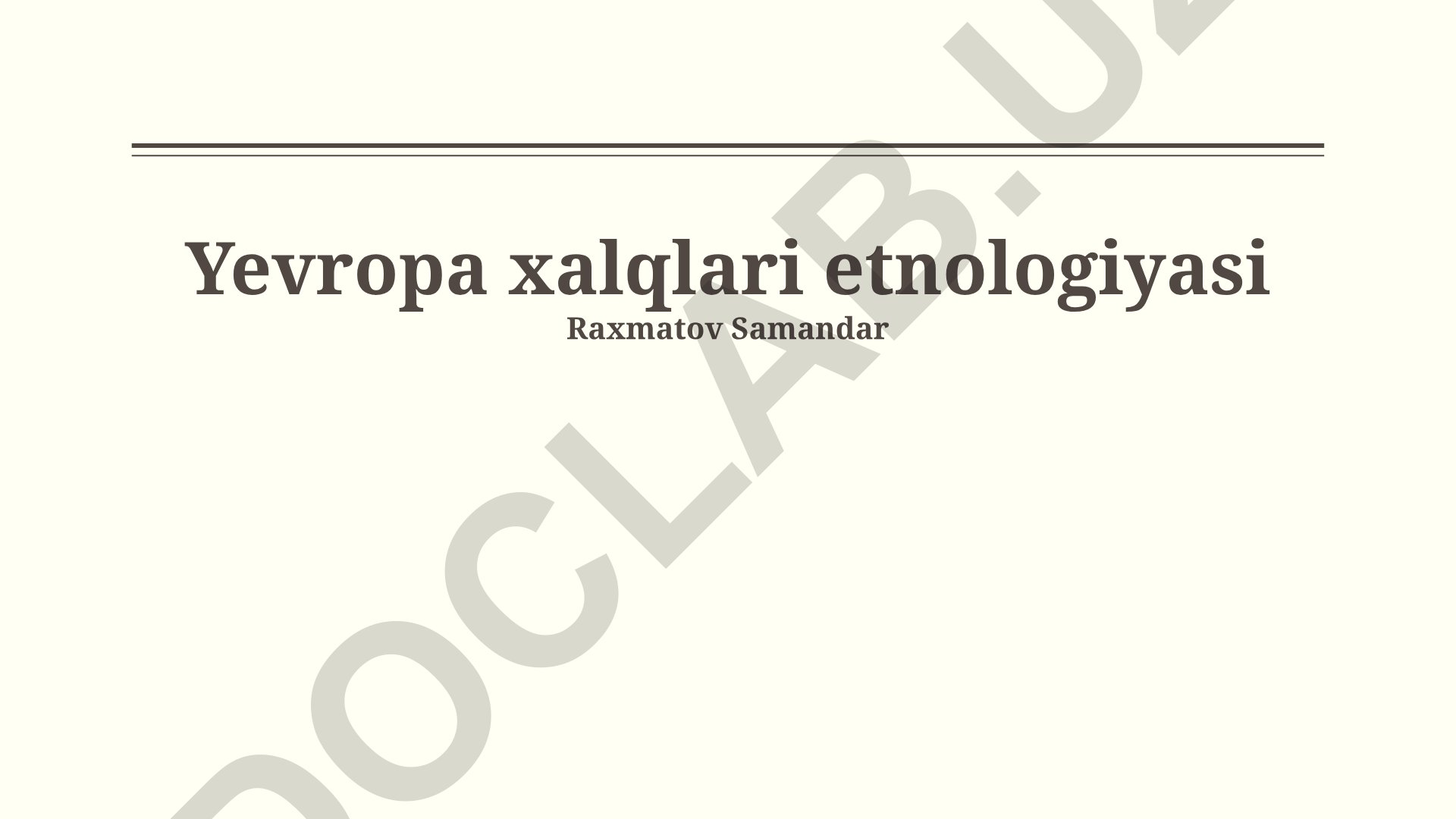 Yevropa xalqlari etnologiyasi