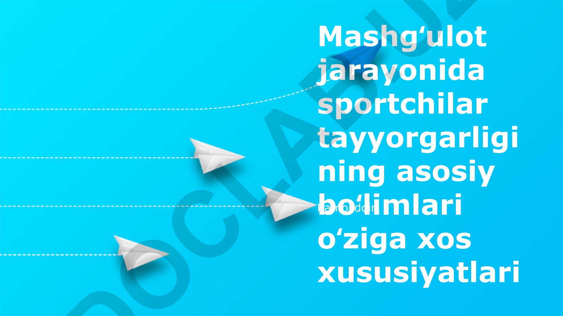 Sportchilar tayyorgarligining asosiy bo'limlari va ularning xususiyatlari