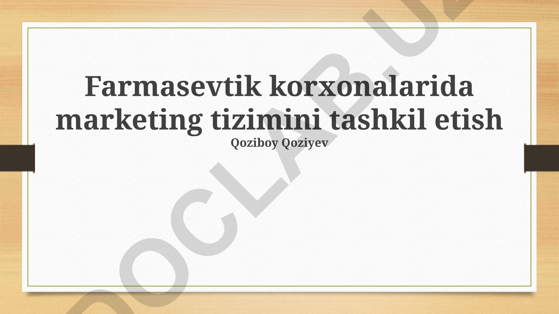 Farmasevtik korxonalarida marketing tizimini tashkil etish
