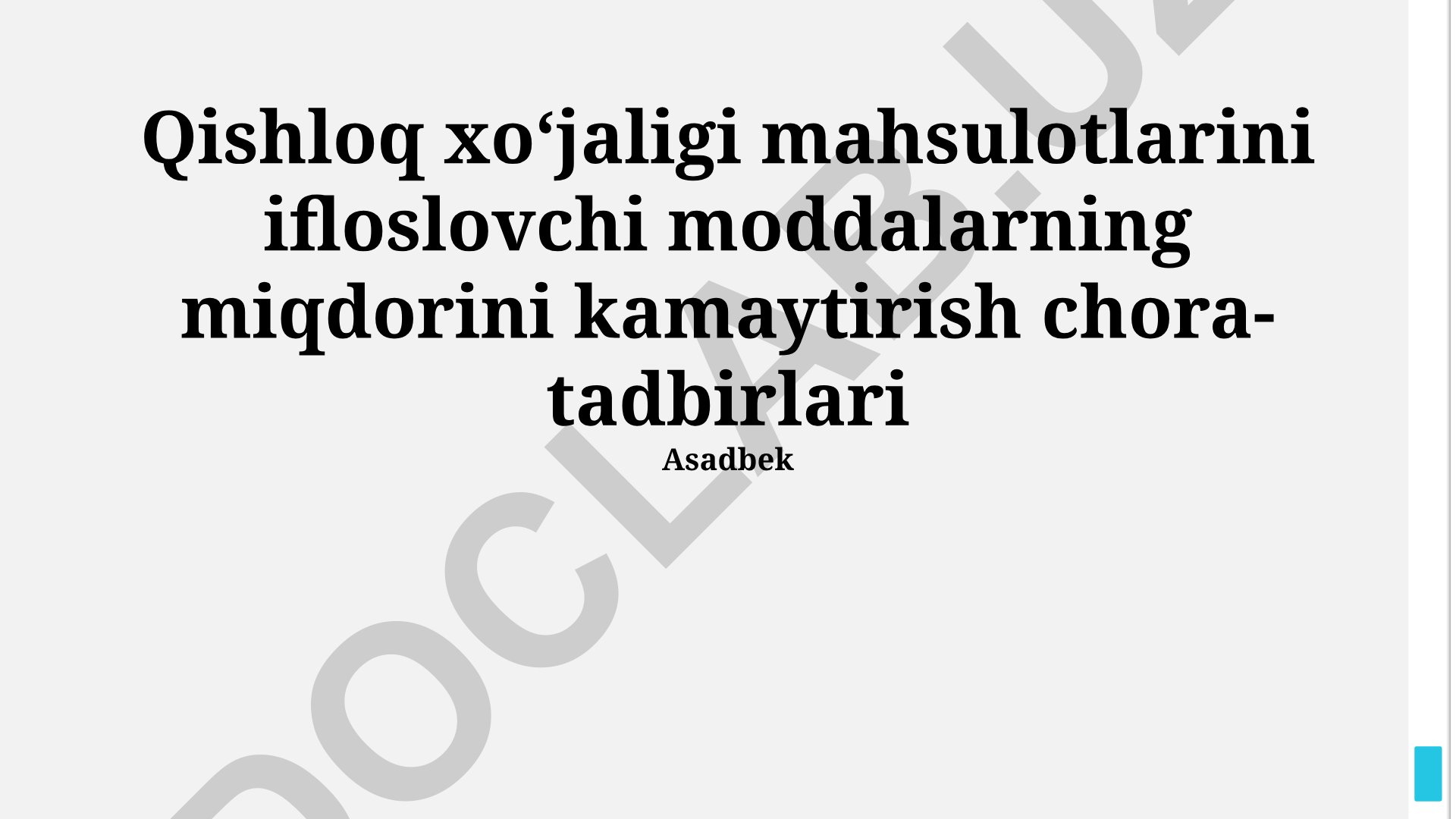 Qishloq xoʻjaligi mahsulotlaridagi ifloslantiruvchi moddalarni kamaytirish chora-tadbirlari