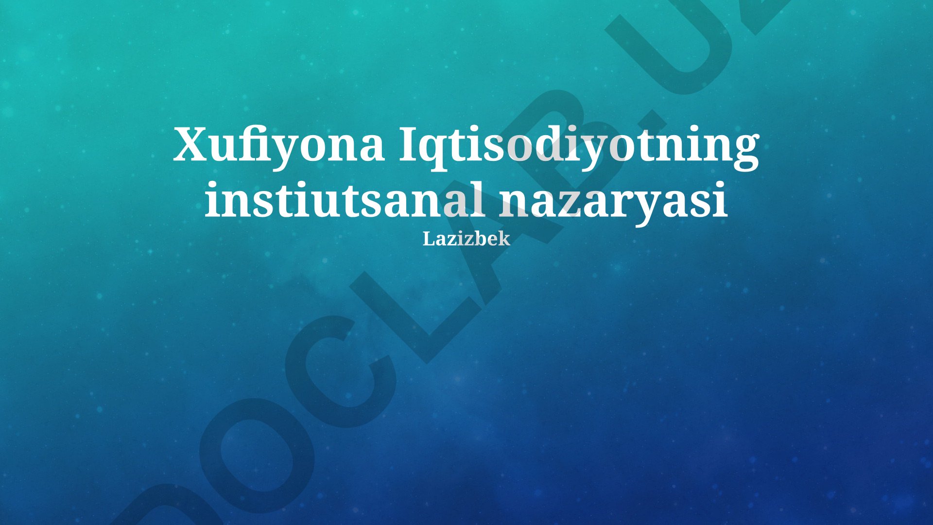 Soyali iqtisodiyotning institutsional nazariyasi