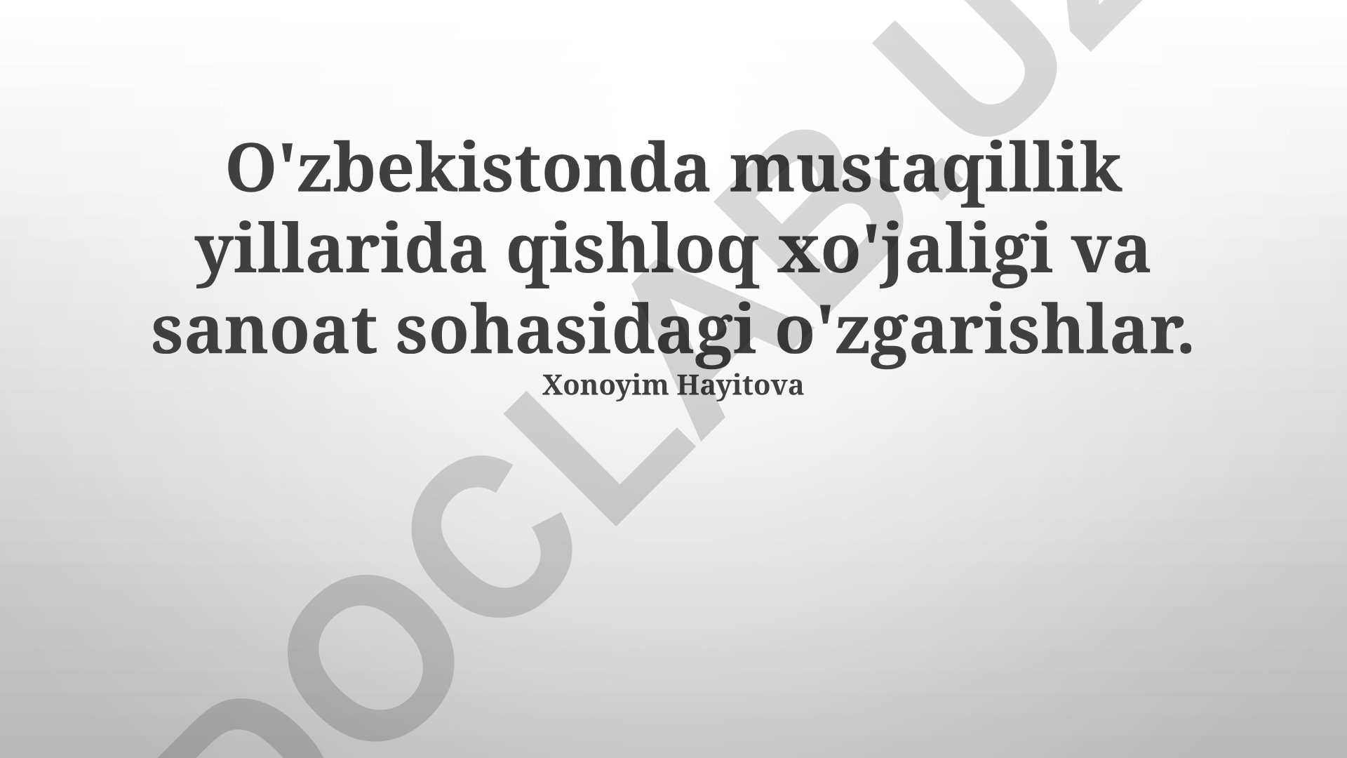 O'zbekistonda mustaqillik yillarida qishloq xo'jaligi va sanoat sohasidagi o'zgarishlar