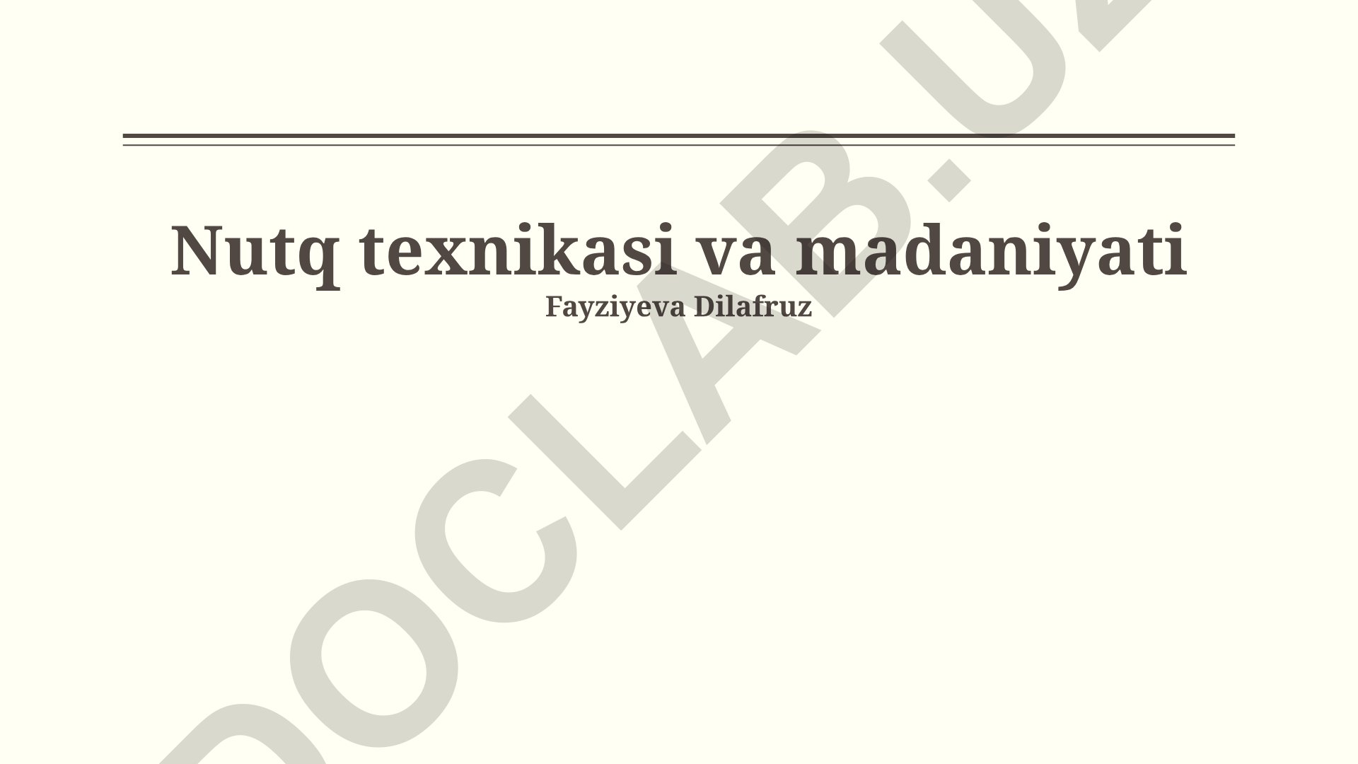 Nutq texnikasi va madaniyati
