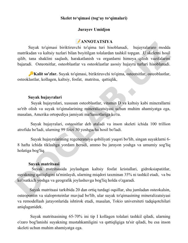 Skelet to'qimasi (tog'ay to'qimalari)