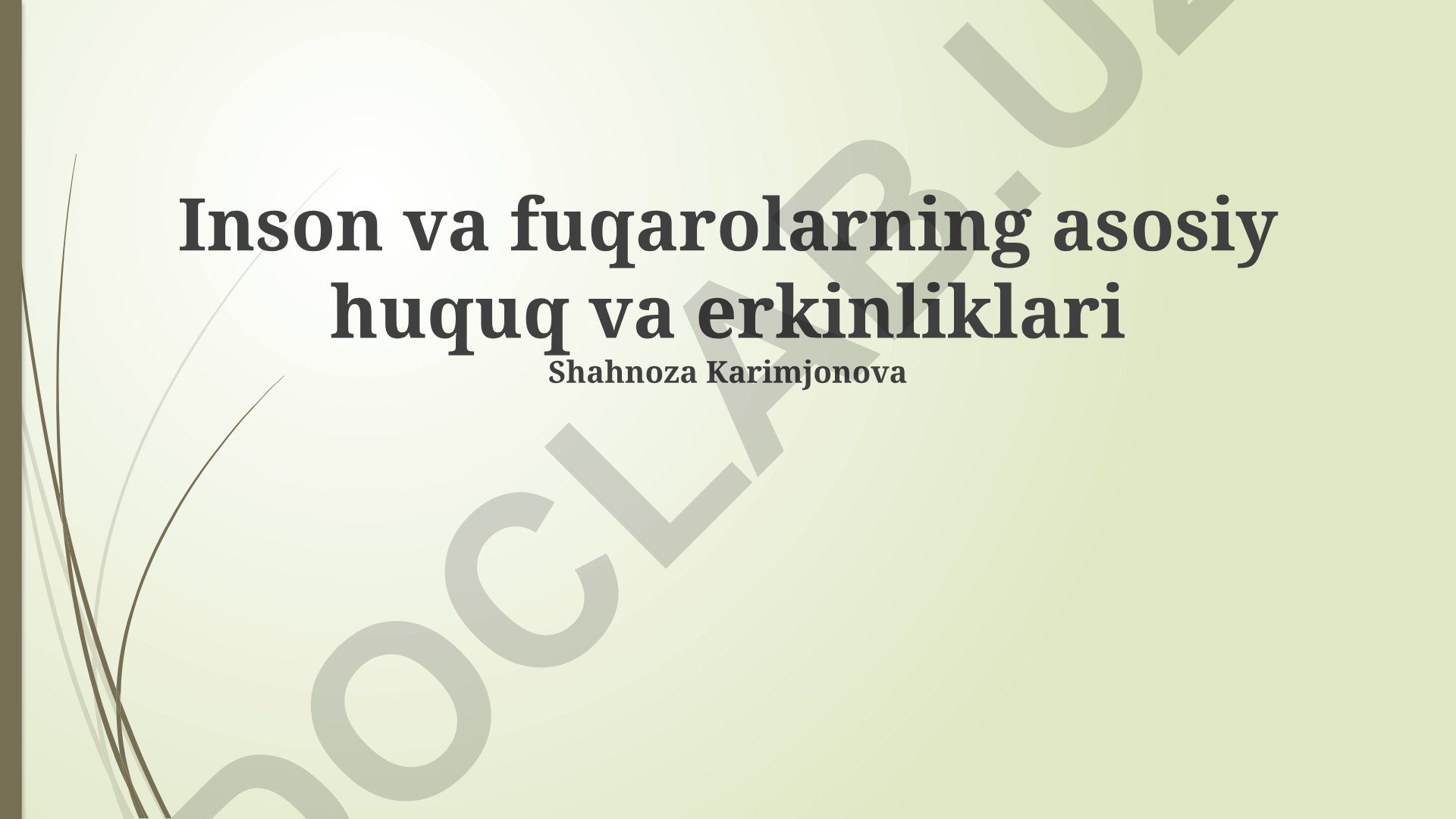 Inson va fuqarolarning asosiy huquq va erkinliklari