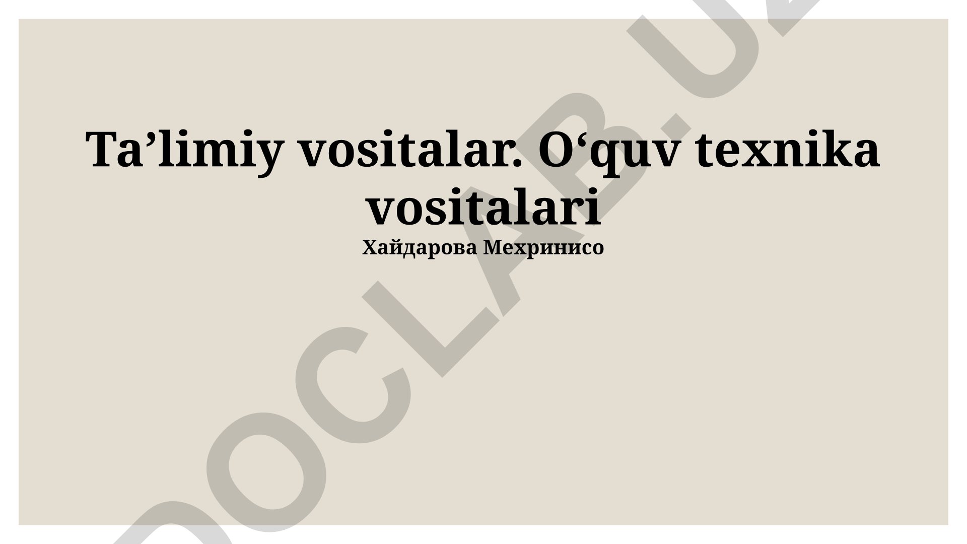 O'zbekistonda ta'limiy vositalar va texnik ta'lim resurslari