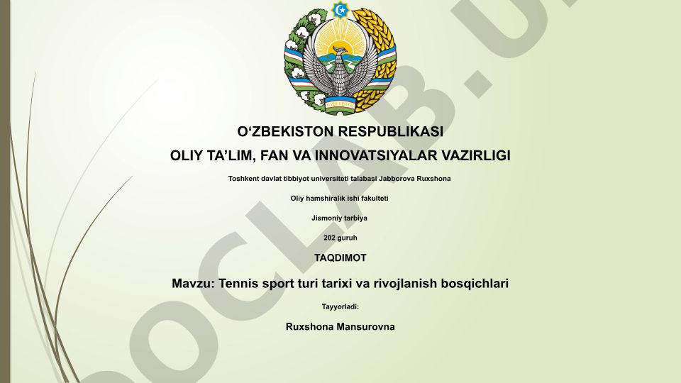 Tennis sport turi tarixi va rivojlanish bosqichlari