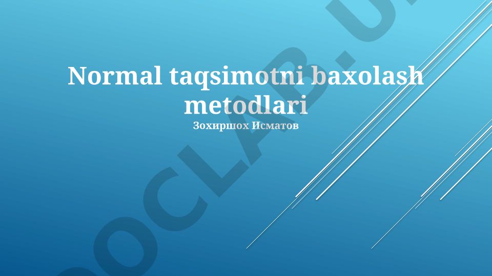 Normal taqsimotni baholash metodlari