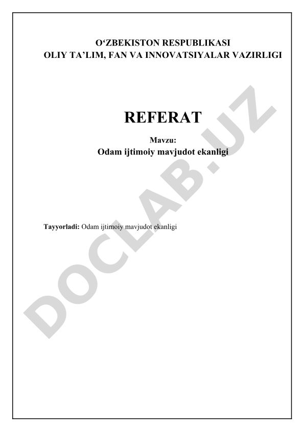 Odam ijtimoiy mavjudot ekanligi