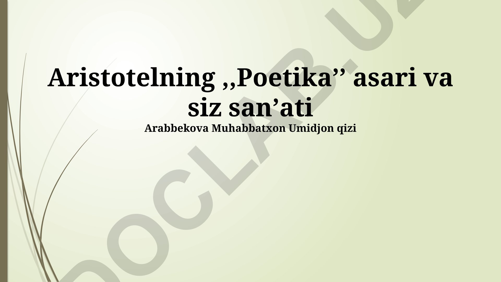 Aristotelning “Poetika” asari va sheʼr sanʼati