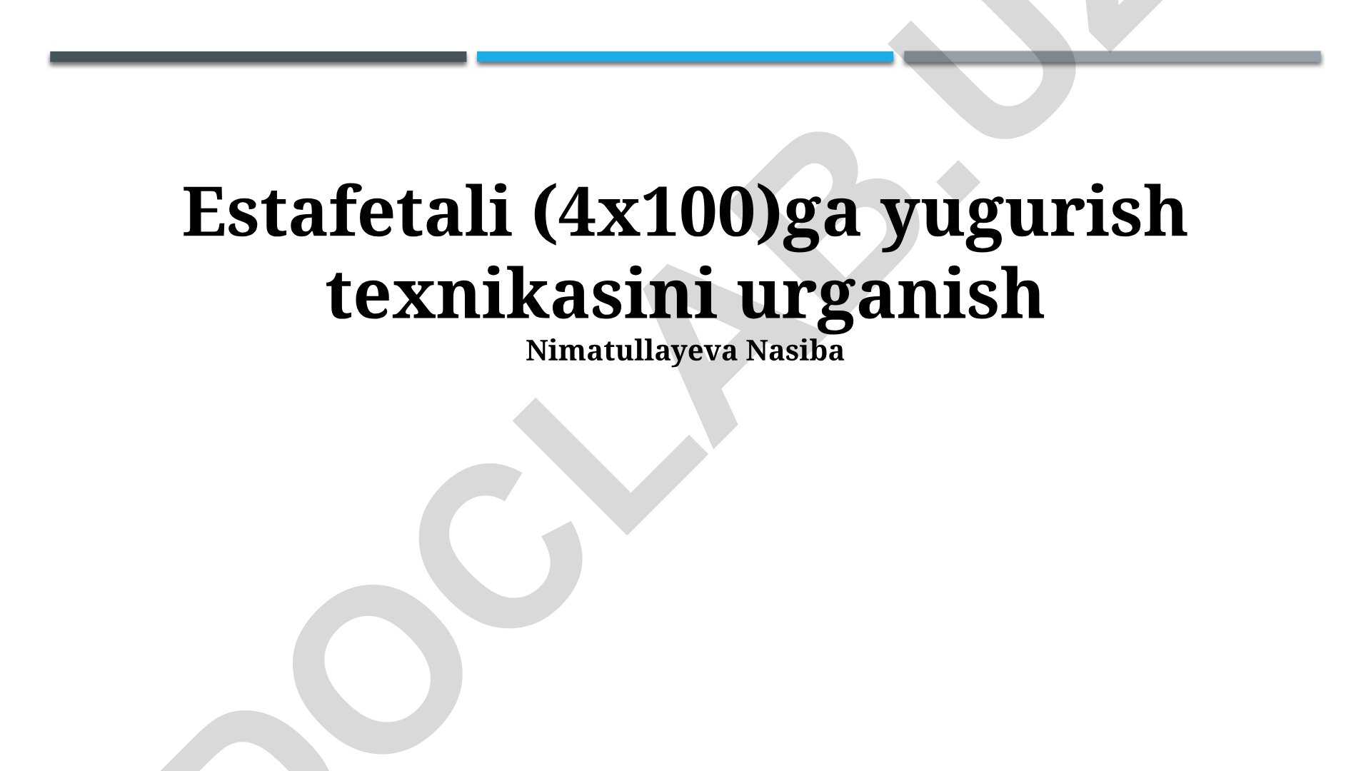 4x100 metrlik estafeta yugurish texnikasi va taktikasi