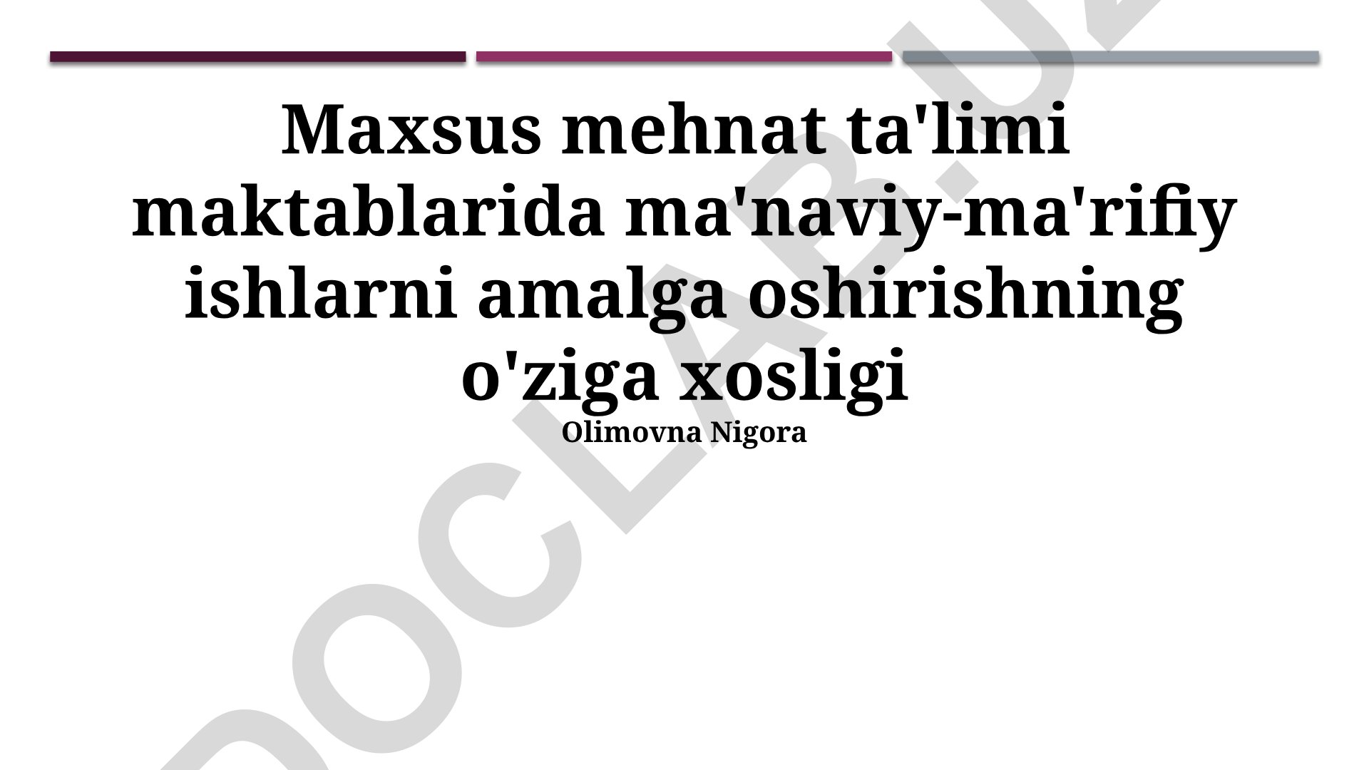 Maxsus mehnat ta'limi maktablarida ma'naviy-ma'rifiy ishlarni amalga oshirishning o'ziga xosligi