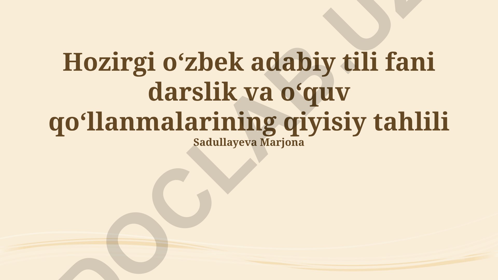 Zamonaviy o'zbek adabiy tili darslik va o'quv qo'llanmalarining qiyosiy tahlili
