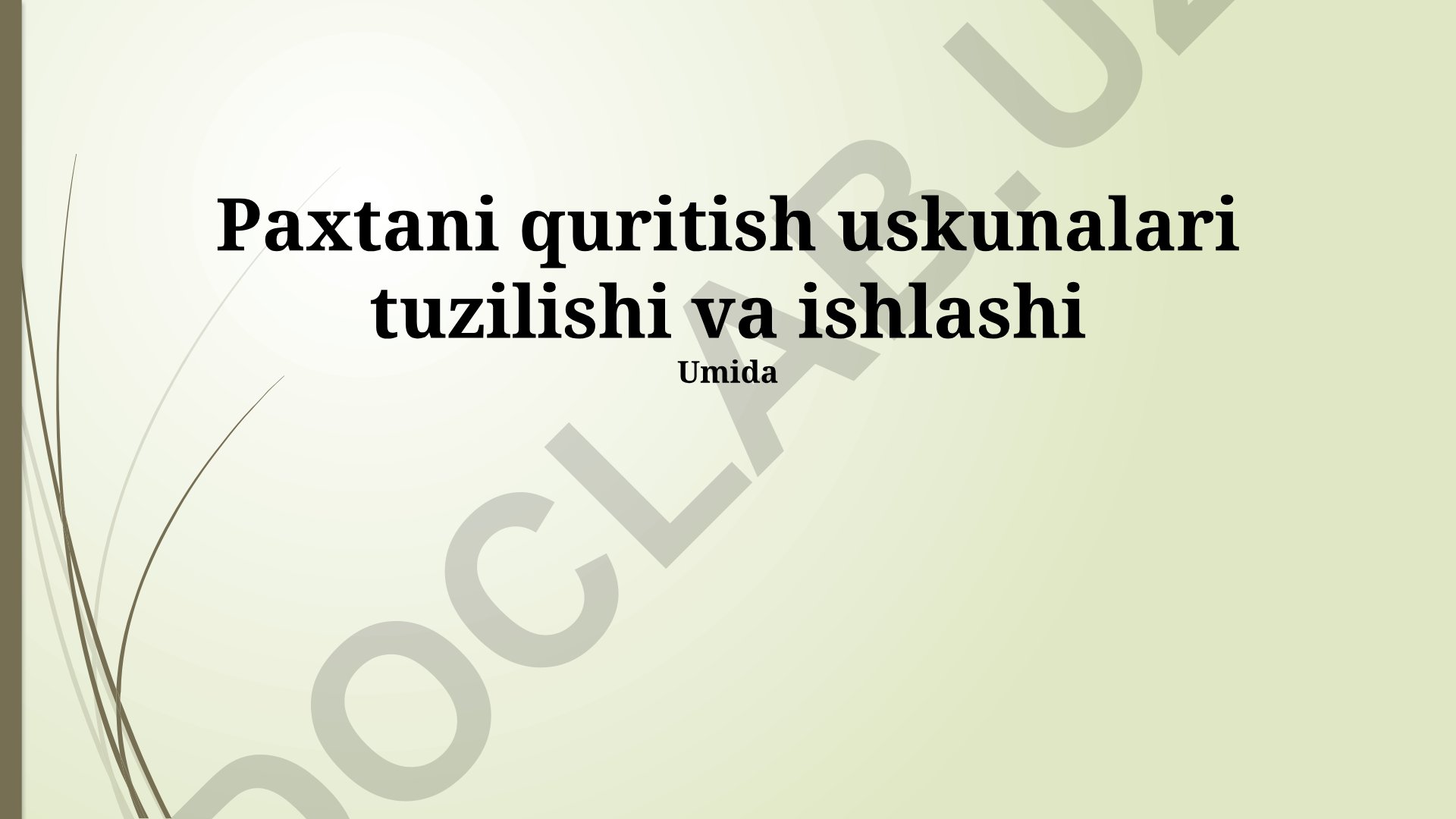 Paxtani quritish uskunalari tuzilishi va ishlashi
