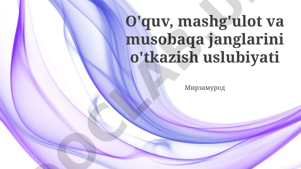Mashg'ulot va musobaqa janglari metodologiyasi
