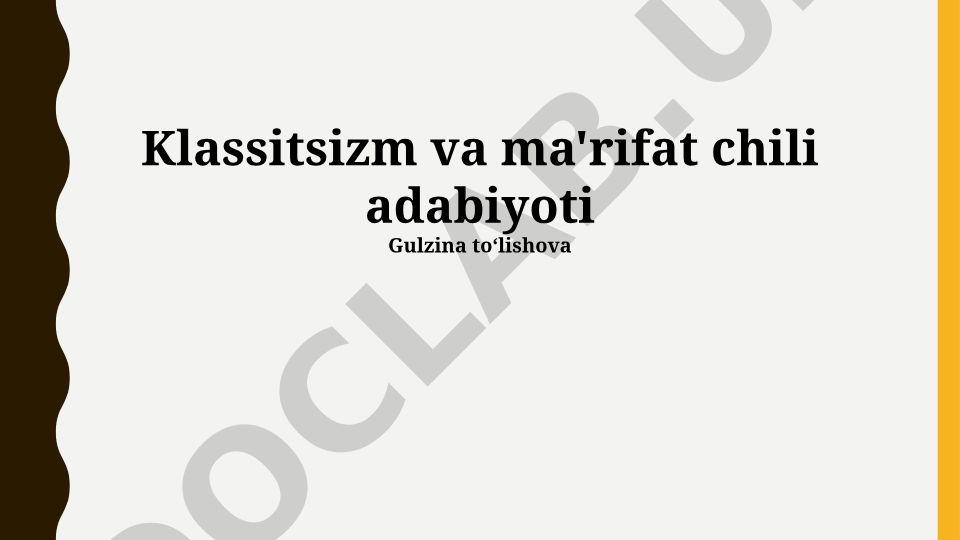 Klassitsizm va ma'rifatparvarlikning Chili adabiyotiga ta'siri
