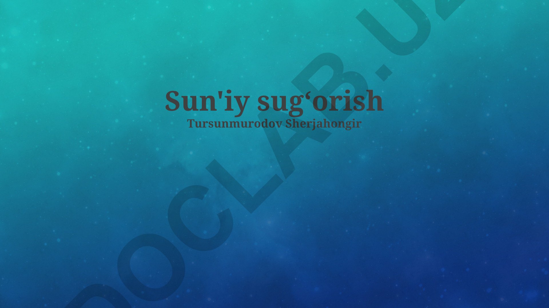 Sun'iy sug'orish texnologiyalari va tizimlari