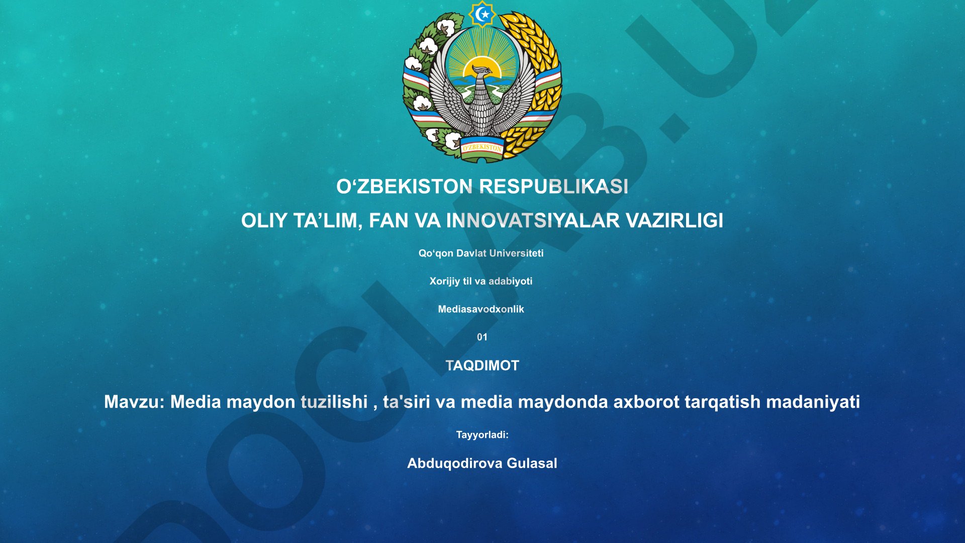 Media maydon tuzilishi, ta'siri va media maydonda axborot tarqatish madaniyati