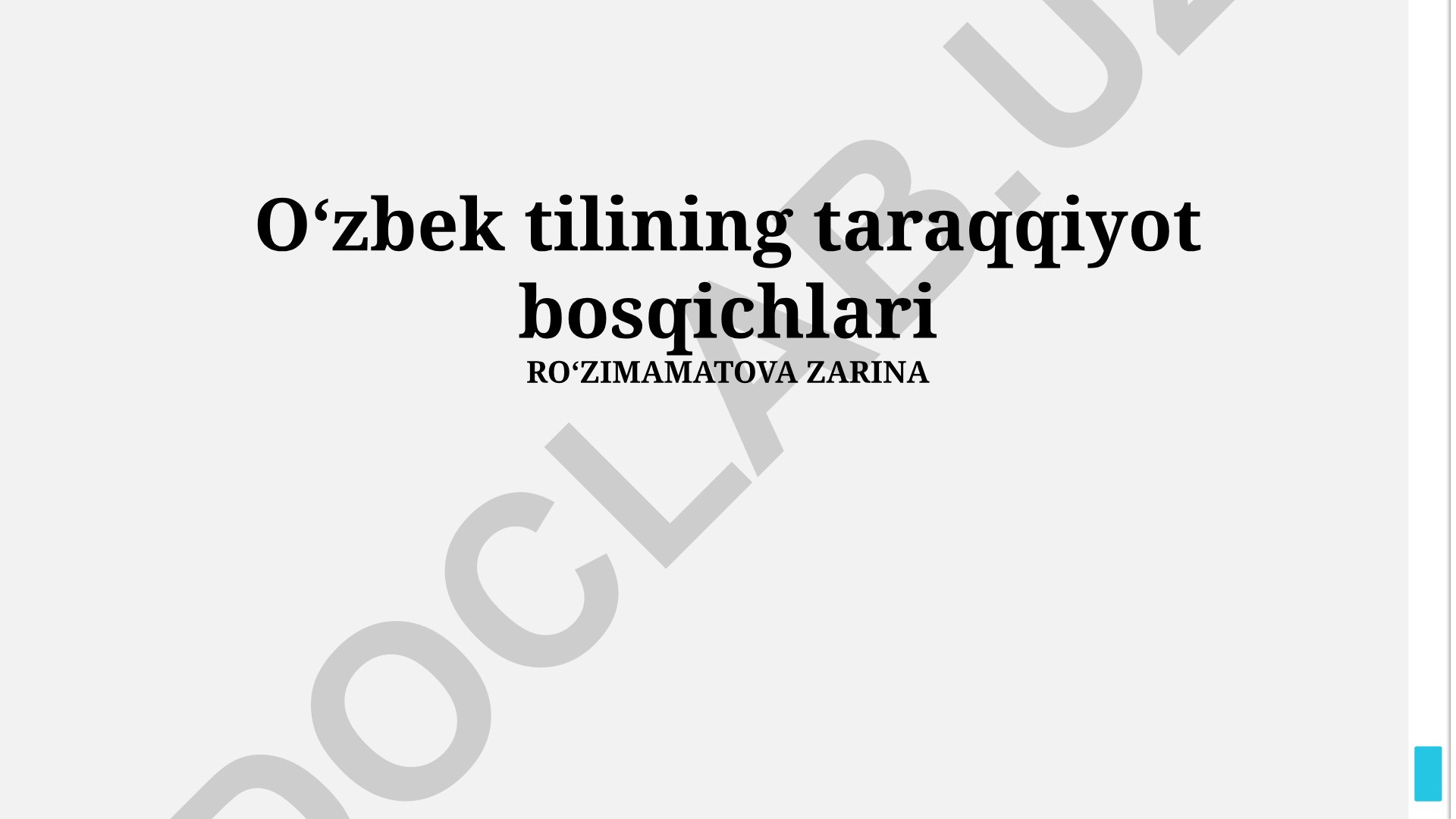 Oʻzbek tilining taraqqiyot bosqichlari